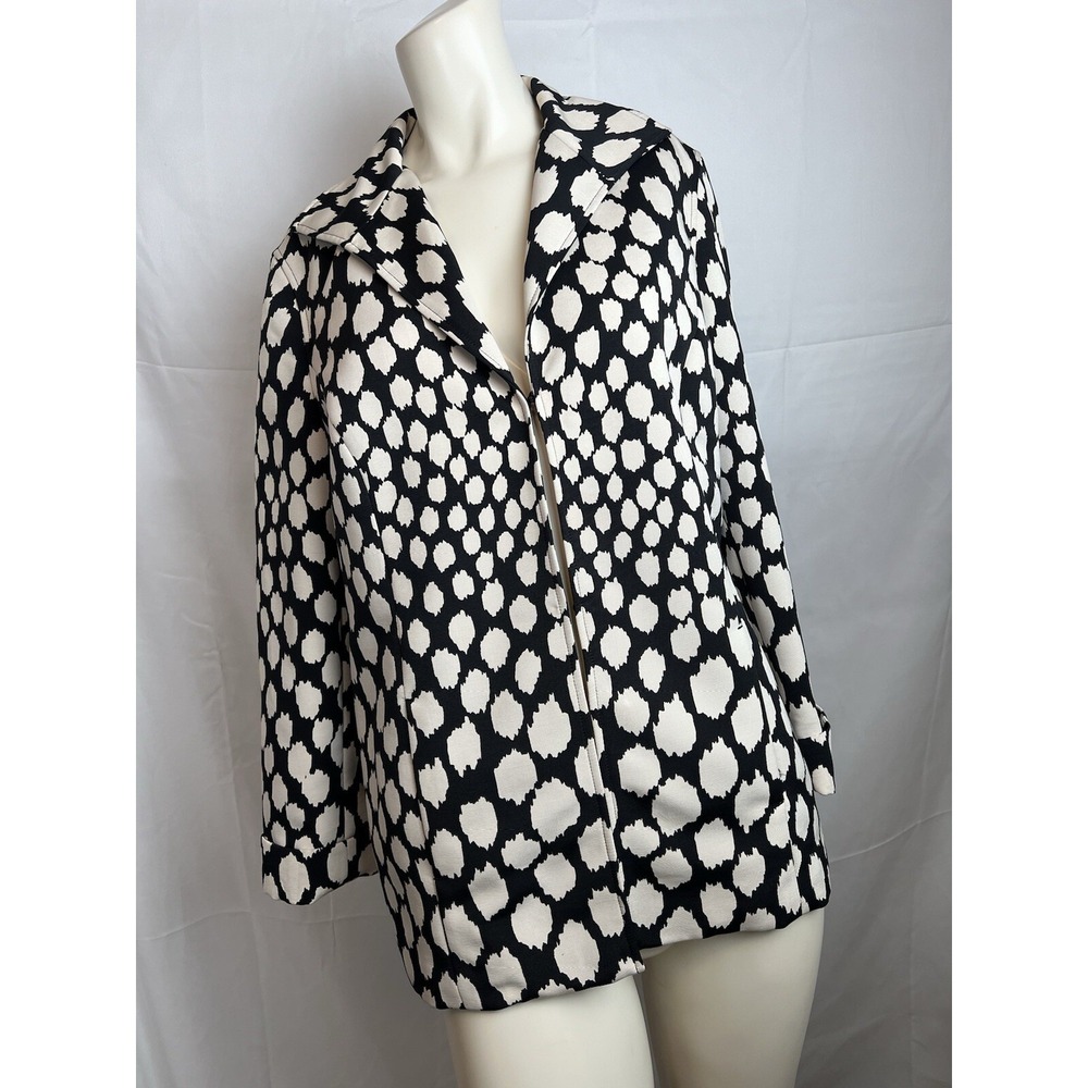 Chico's Black Beige Patterned Spotted Dots Jacket Sz 2